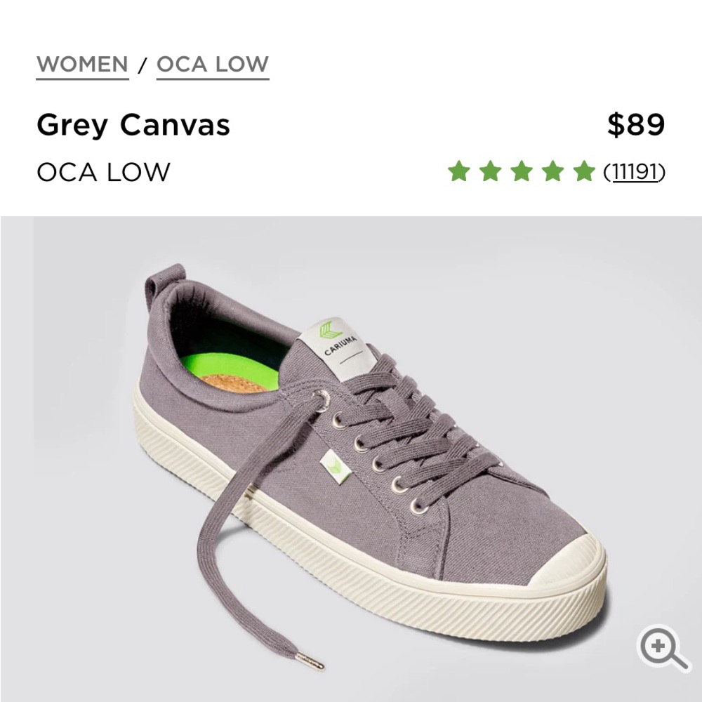 New in box! Cariuma OCA Low Grey Canvas Sneakers, Size 8. $25

$89 on website.